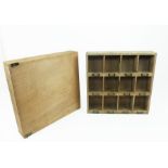 A pair of wooden pigeon hole shelves