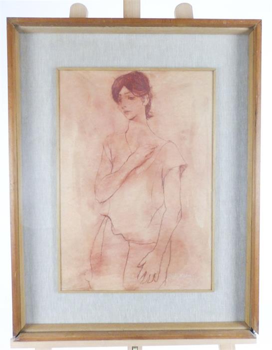 T Matania, a 1960's mixed media portrait of a lady