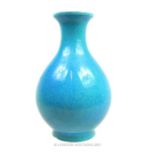 A fine, Chinese, bulbous vase in an attractive, blue, 'robin's egg' glaze