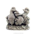A small silver figural group of ducks