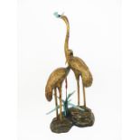A bronze fountain / sculpture of in the form of a pair of herons