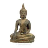 A small cast metal Buddha; 11.5cm high.