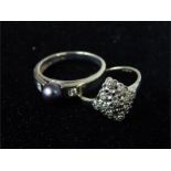 Two 9 ct white gold rings