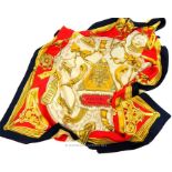 From the estate of the late Lady Wanda Boothby: a Hermes Etriers silk scarf, with damage to the