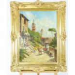 An early 20th century oil on canvas Continental street scene
