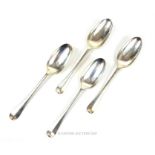 From the estate of the late Lady Wanda Boothby: four George I silver, HM 1724, rat tail spoons; 9.
