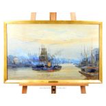 Hubert Medlycott (1841-1920) A large, gilt framed watercolour of the River Thames, 1897