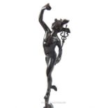 From the estate of the late Lady Wanda Boothby: a bronzed metal figurine of Mercury with marble