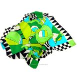 From the estate of the late Lady Wanda Boothby: a circa 1960s-70s silk scarf with abstract green