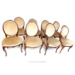 From the estate of the late Lady Wanda Boothby: eight upholstered dining chairs with two carvers;