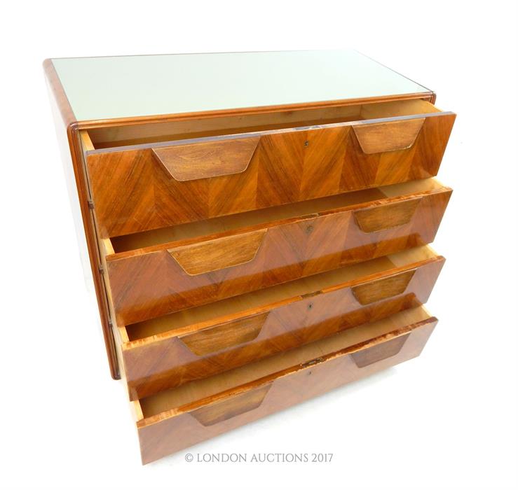 A mid 20th century Continental walnut chest of four long drawers - Image 2 of 2