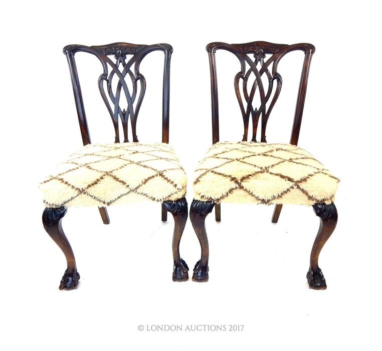 A pair of mahogany Chippendale style side chairs, upholstered with vintage Moroccan Berber Beni - Image 2 of 3