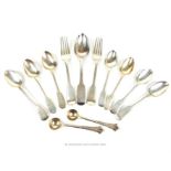 From the estate of the late Lady Wanda Boothby: ten spoons of various designs with two silver forks;