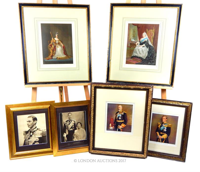 A collection of framed and glazed, polychrome Royal family prints