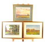 Three 20th century landscape watercolours; unsigned each with an approximate sight size 34cm x