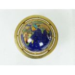 A contemporary semi precious stone globe on a brass stand