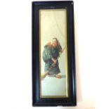 S. Hado, An ebony-framed, 1920's watercolour of a Japanese lady sweeping