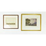 A 19th century watercolour landscape and a print