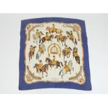 A vintage, blue and white, silk, ladies Hermes scarf