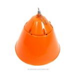 A large,1960's/ 70's, orange-enamelled, industrial/ warehouse metal light shade