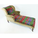 A late Victorian daybed, upholstered in green velour
