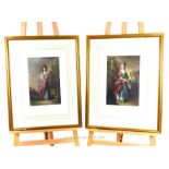 A pair of gilt-framed, hand-coloured prints of society ladies from paintings by Thomas Gainsborough
