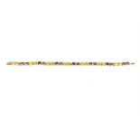 A fine, 10 ct yellow gold and multi gem-set bracelet