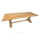 A large pine plank top refectory table