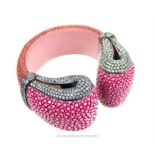 A pink faux shagreen cuff