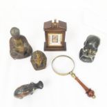 A collection of items including a Japanese bronzed Buddhist figure