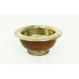 A 19th century, silver-clad wooden tea bowl, Mongolian or Tibetan.