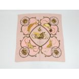 A vintage, pink, silk ladies, Hermes scarf