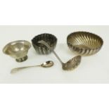 A Collection of Oriental Silver Objects, including bowls, a spoon and a sieve, possibly of Thai or