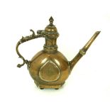 A late 19th century, weighty, large, brass, Eastern teapot