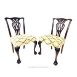 A pair of mahogany Chippendale style side chairs, upholstered with vintage Moroccan Berber Beni