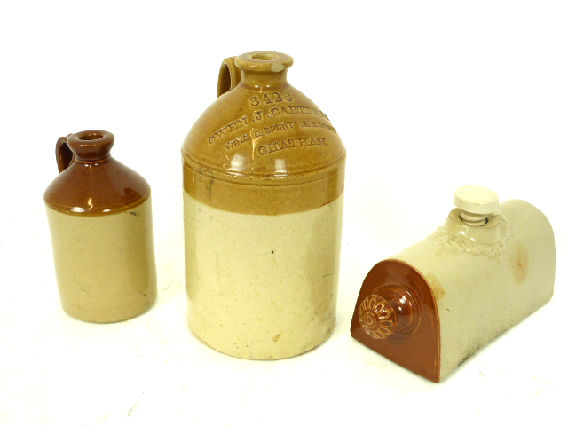 Three, period, stoneware vessels