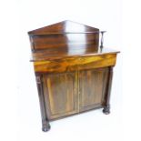 A Regency rosewood chiffonier; 92cm wide; 121cm high overall.