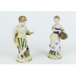 Two, vintage, German, hand-painted, porcelain figurines by Unter Weiss Bach