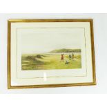 After Douglas Adams, a hand tinted golfing print 'The Drive'