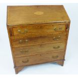 An Edwardian inlaid mahogany bureau with cross banding; 77cm wide; 93cm high.