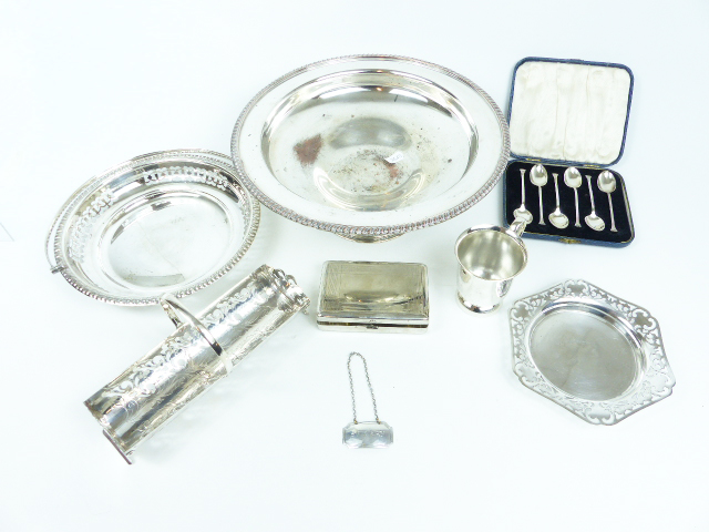 A collection of vintage, silver-plated items