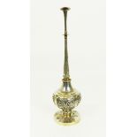 A circa 1870, parcel-gilt Chinese silver rosewater sprinkler.
