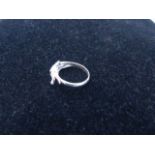 A sterling silver, crocodile ring