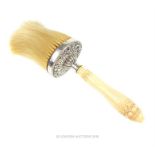 A Victorian sterling silver and ivory handled crumb brush