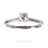 A 9 ct white gold, diamond solitaire ring (0.35 carats)