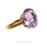 A 9 ct, yellow gold, Edwardian, large amethyst ring