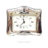 A Continental sterling silver framed mantel clock