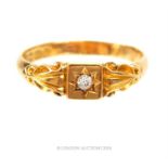 An 18 ct yellow gold, Victorian, diamond ring