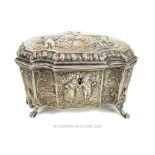 An ornate 19th century 800 silver German lidded box