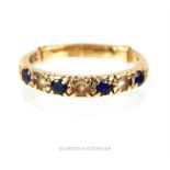 A 9 ct yellow gold, Victorian, sapphire and diamond ring
